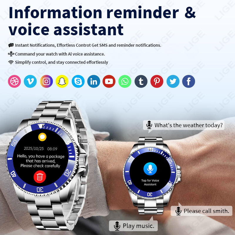 Montre connectée de luxe LIGE  - Korean Men Lifestyle avis et prix